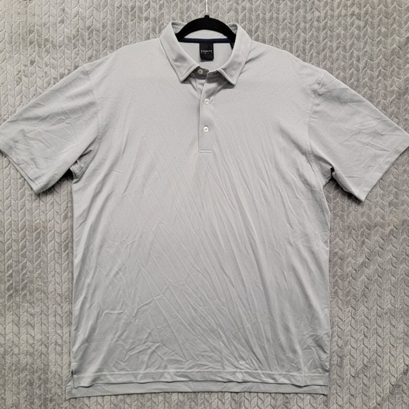 Dunning Golf‎ Polo Shirt Adult XL Gray Solid Golfing Golfer Casual Men Stretch - Picture 1 of 8